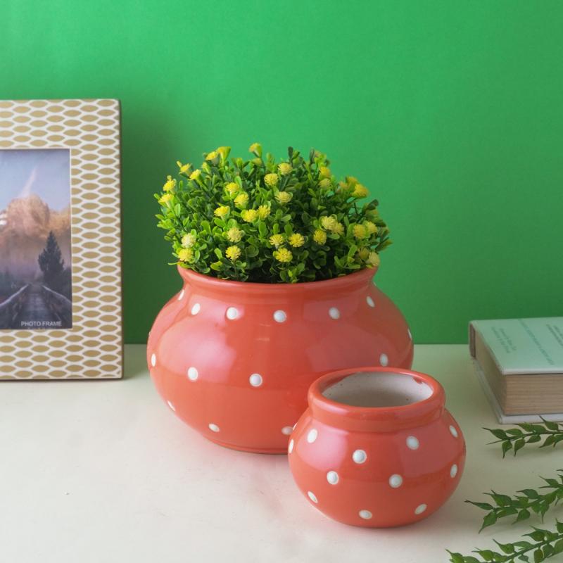 Orange Modern Matka Ceramic Planter