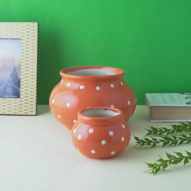 Orange Modern Matka Ceramic Planter