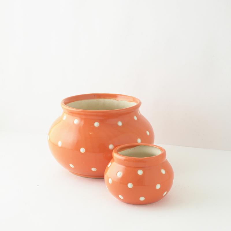 Orange Modern Matka Ceramic Planter