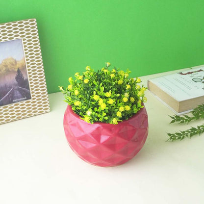 Red Round Textured Ceramic Planter