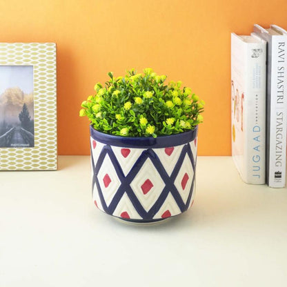 Blue Boho Ceramic Planter | Blue | Plant Not Included