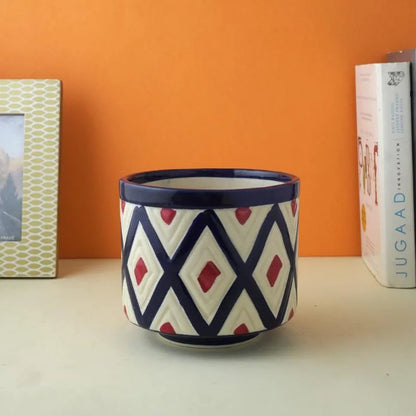 Blue Boho Ceramic Planter | Blue | Plant Not Included