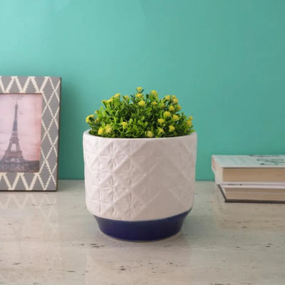 White Marble Textured Ceramic Planter