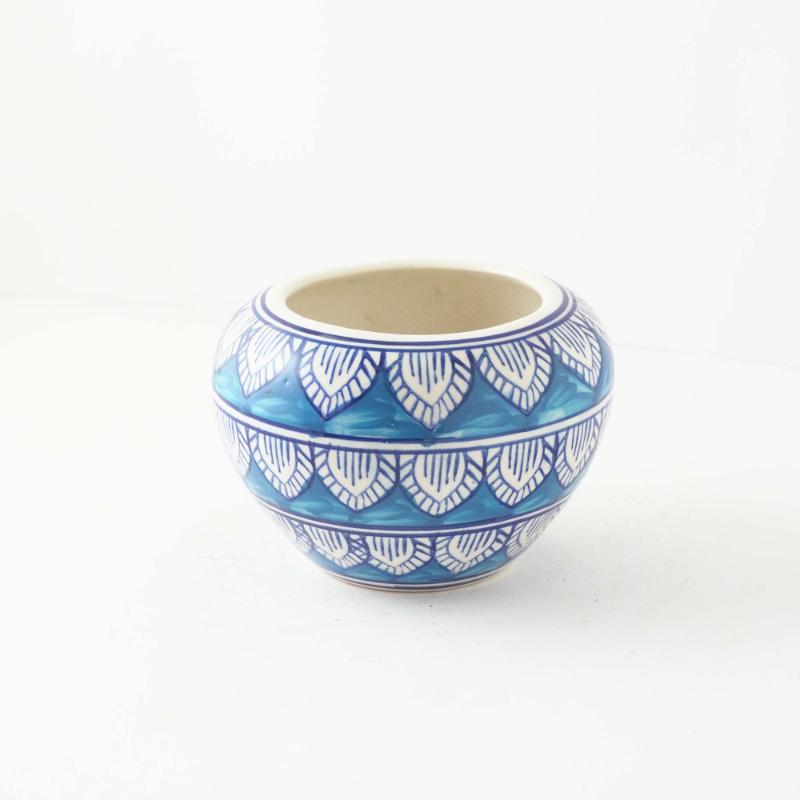Blue Worli Art Round Ceramic Planter