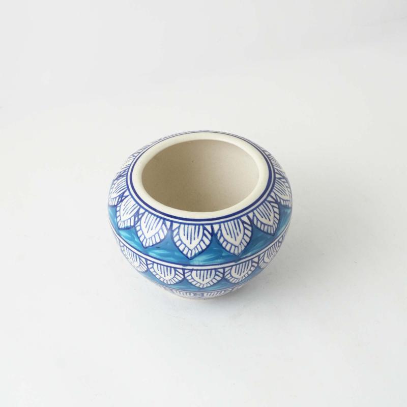 Blue Worli Art Round Ceramic Planter