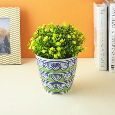 Green Worli Art Ceramic Planter | Plant Not Included