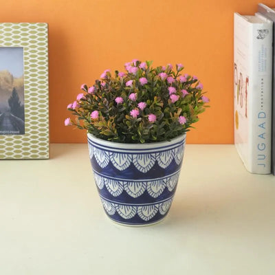 Dark Blue Worli Art Ceramic Planter | Blue | Plant Not Included