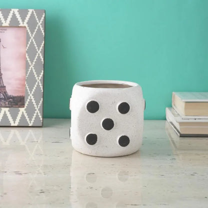 White Dice Ceramic Planter