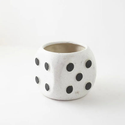 White Dice Ceramic Planter