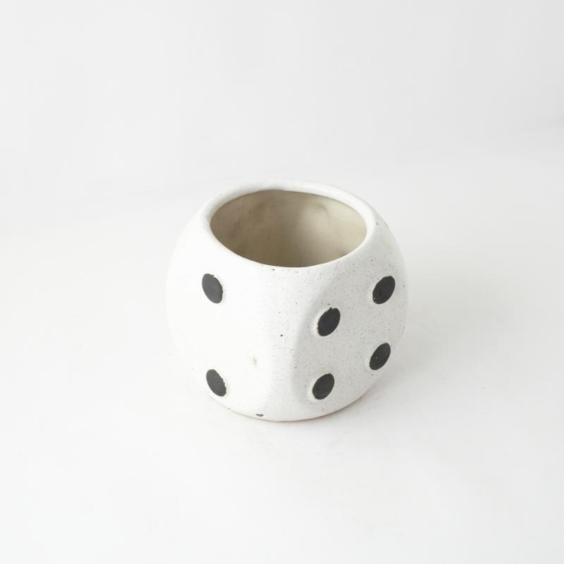 White Dice Ceramic Planter