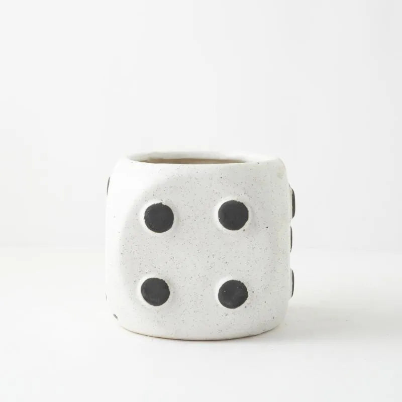 White Dice Ceramic Planter