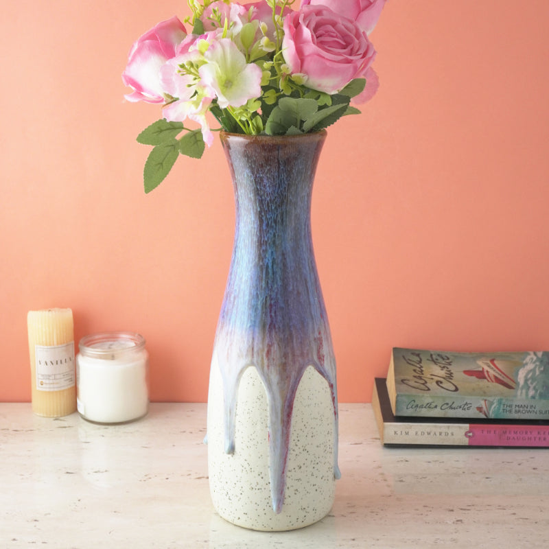 Round Blue Ocean Ceramic Vase Default Title