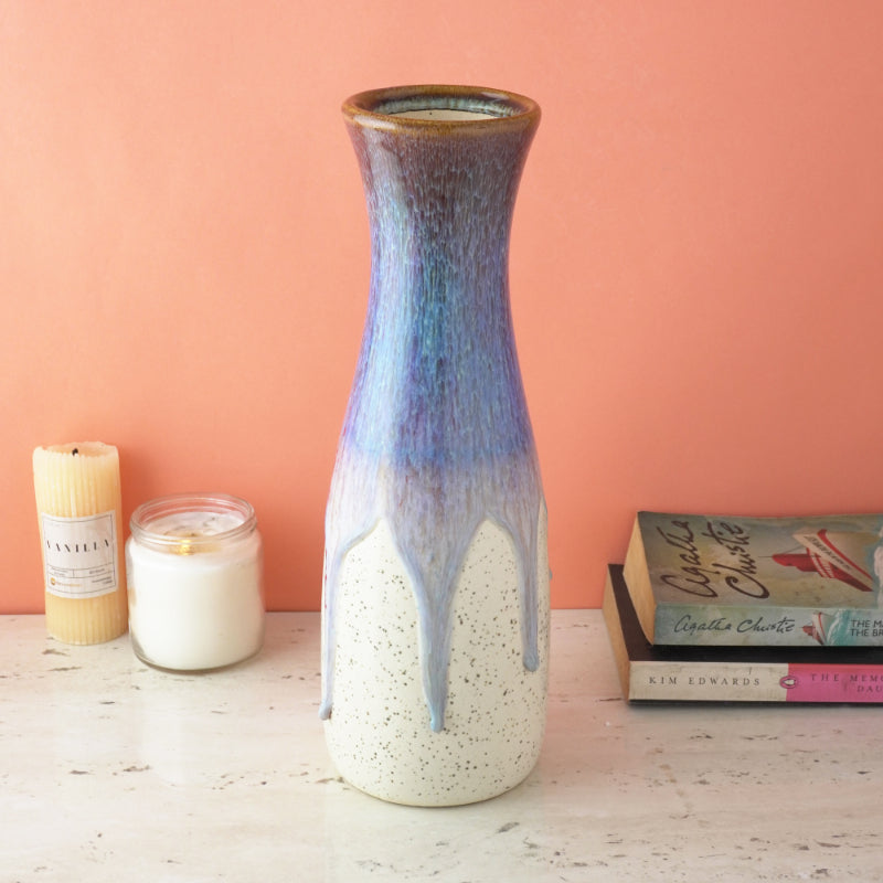 Round Blue Ocean Ceramic Vase Default Title