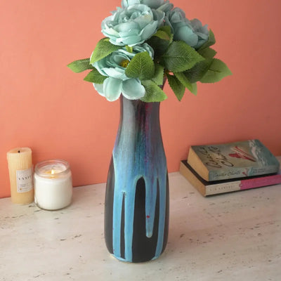 Tall Blue Layers Ceramic Vase Default Title