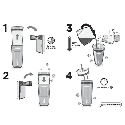 Stainless Steel Grey Iced Coffee Maker with Straw| 325ml Default Title