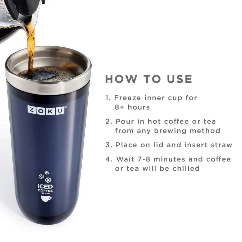 Stainless Steel Grey Iced Coffee Maker with Straw| 325ml Default Title