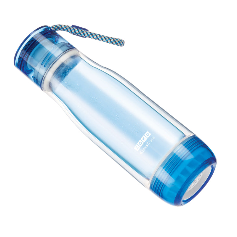 Double Wall Suspended Glass Core Water Bottle | Multiple Colors Blue