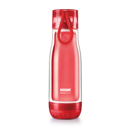 Double Wall Suspended Glass Core Water Bottle | Multiple Colors Red