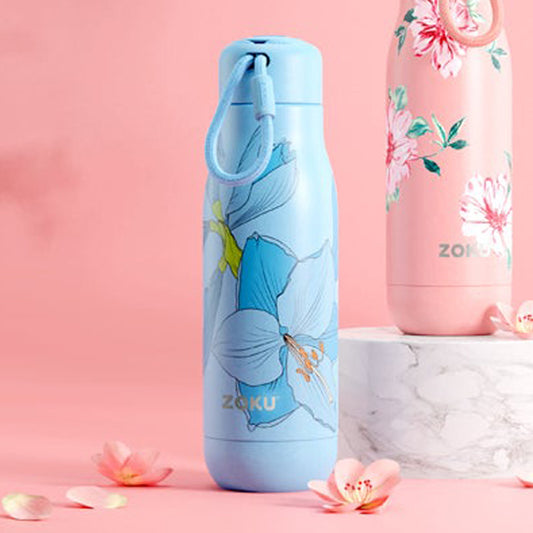 Sky Lily Blue Stainless Steel Vaccum Insulated Water Bottle | 350ml Default Title