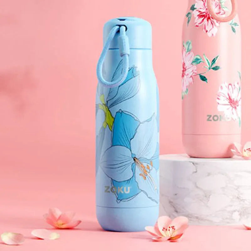 Sky Lily Blue Stainless Steel Vaccum Insulated Water Bottle | 350ml Default Title