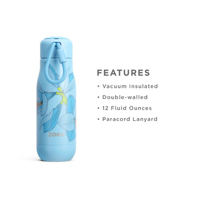 Sky Lily Blue Stainless Steel Vaccum Insulated Water Bottle | 350ml Default Title