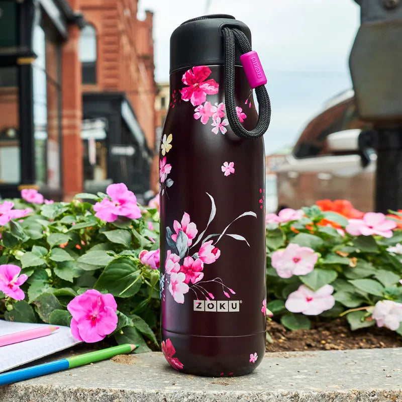 Midnight Floral Printed Classic Stainless Steel Water Bottle Default Title