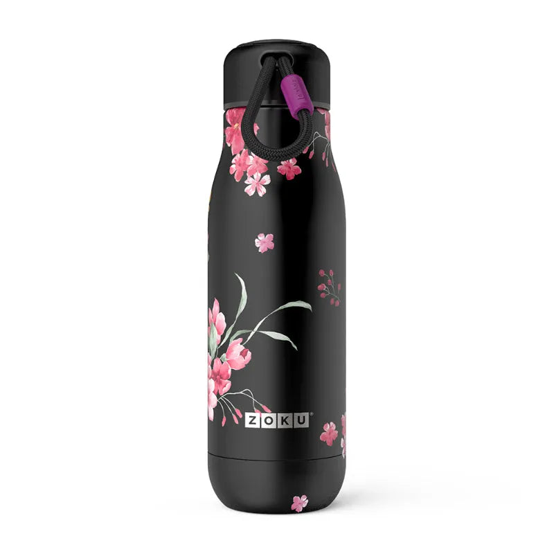 Midnight Floral Printed Classic Stainless Steel Water Bottle Default Title