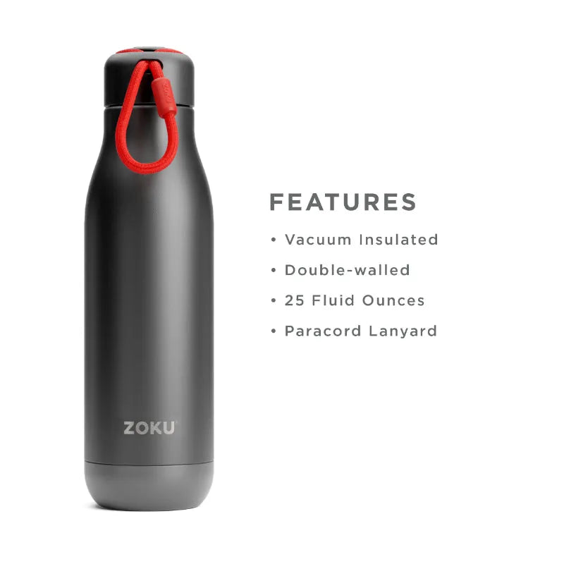 Powder Coated Stainless Steel Vaccum Insulated Water Bottle | 700ml | Multiple Colors Black