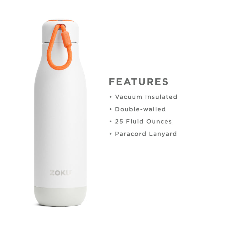 Powder Coated Stainless Steel Vaccum Insulated Water Bottle | 700ml | Multiple Colors White