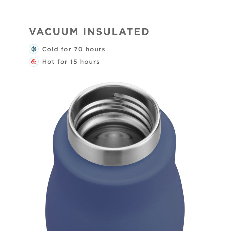 Powder Coated Stainless Steel Vaccum Insulated Water Bottle | 700ml | Multiple Colors Navy Blue