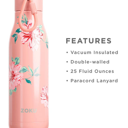 Stainless Steel Vaccum Insulated Pink Rose Petal Water Bottle | 750ml Default Title