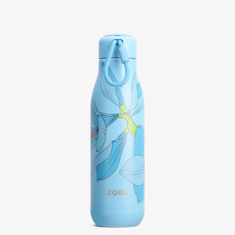 Stainless Steel Vaccum Insulated Blue Sky Lily Floral Water Bottle | 750ml Default Title
