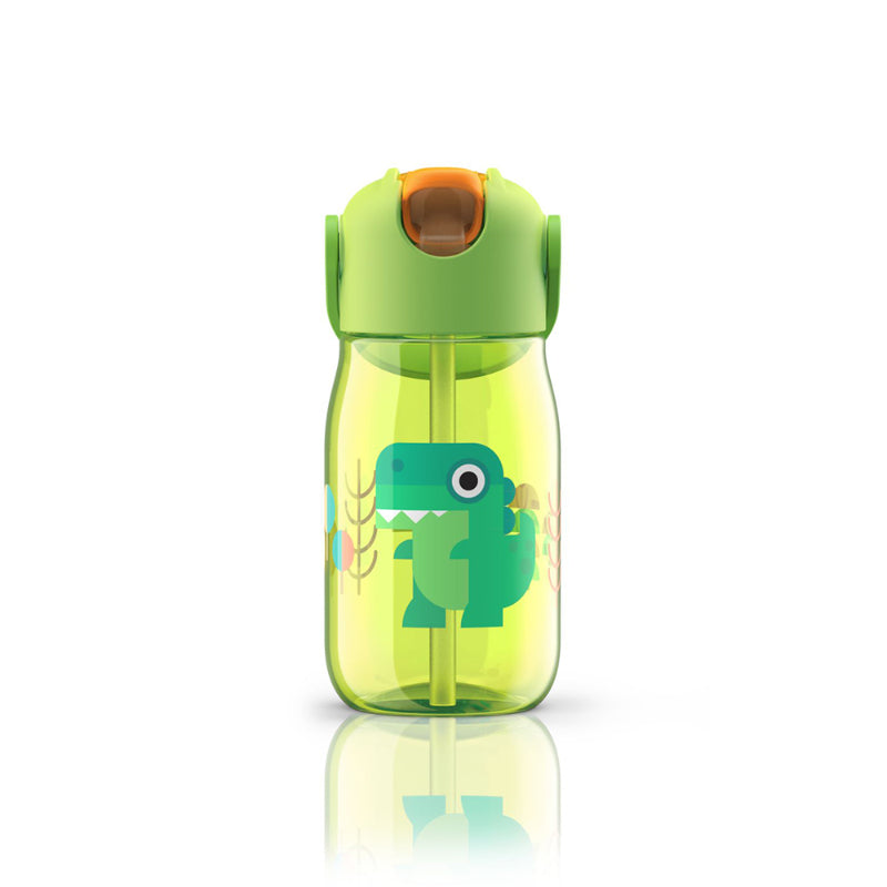 Green Kids Flip Straw Bottle with Straw & Carrying Cord | 415ml Default Title
