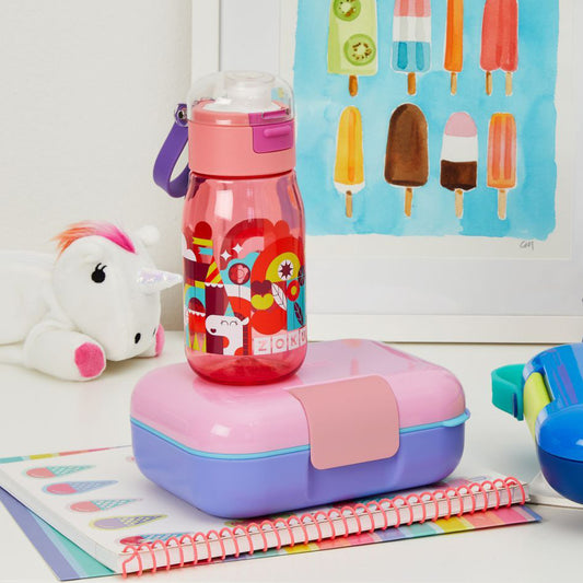 Pink Kids Flip Gulp Bottle with Carrying Cord | 475ml Default Title