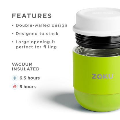 Double Wall Vaccum Insulated 5 Inches Stainless Steel Food Jar | Multiple Colors Lime Green