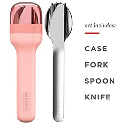 Pocket Stainless Steel Cutlery with Travel Case | Set of 3 | Multiple Colors Peach