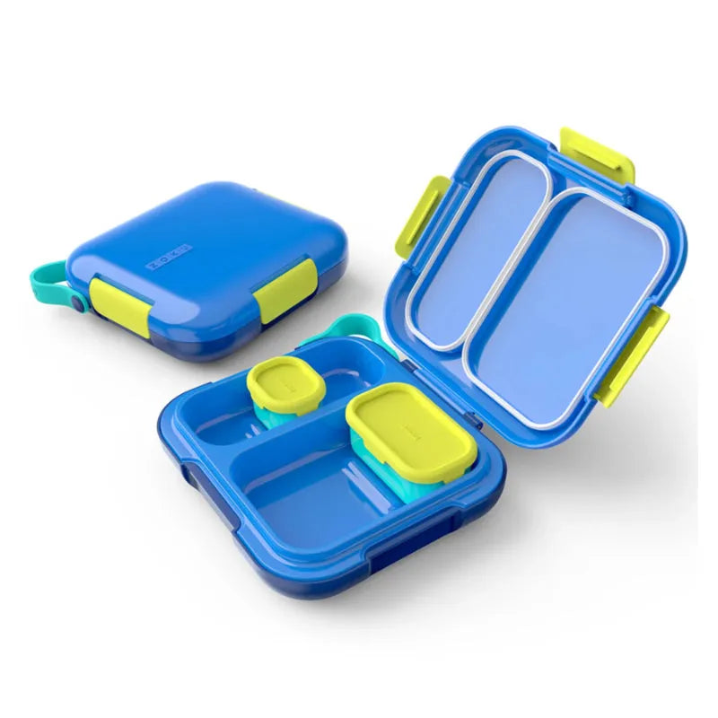 Neat Bento Jr. Kids Lunch Box with Attached Tray and 2 Containers | Multiple Colors Blue