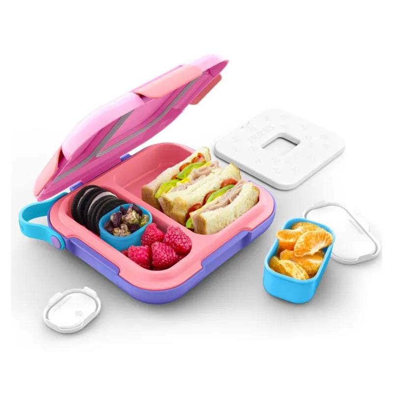 Neat Bento Jr. Kids Lunch Box with Attached Tray and 2 Containers | Multiple Colors Pink