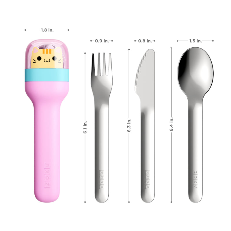 Kitty Kids Pocket Stainless Steel Cutlery with Pink Travel Case Default Title