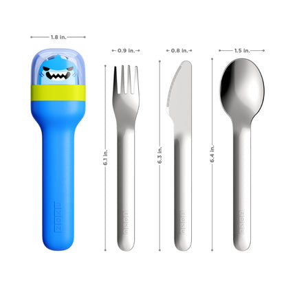 Shark Kids Pocket Stainless Steel Cutlery with Blue Travel Case Default Title