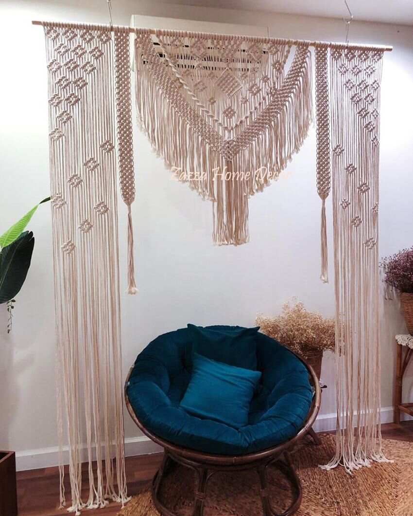 Small Diamond Macrame Curtain Wedding Arch | 60 x 80 inches