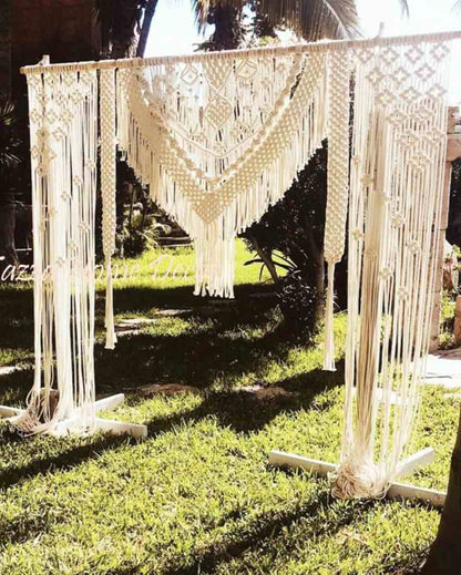 Small Diamond Macrame Curtain Wedding Arch | 60 x 80 inches