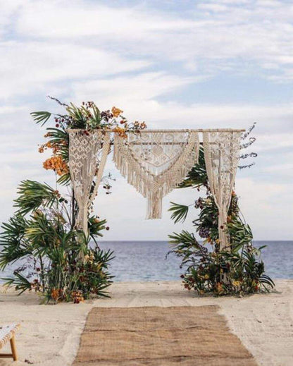 Small Diamond Macrame Curtain Wedding Arch | 60 x 80 inches