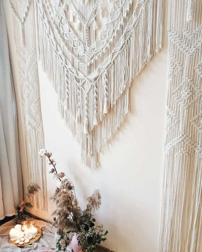 Arrow Design Large Macrame Curtain Wedding Arch | 50 x 70 inches