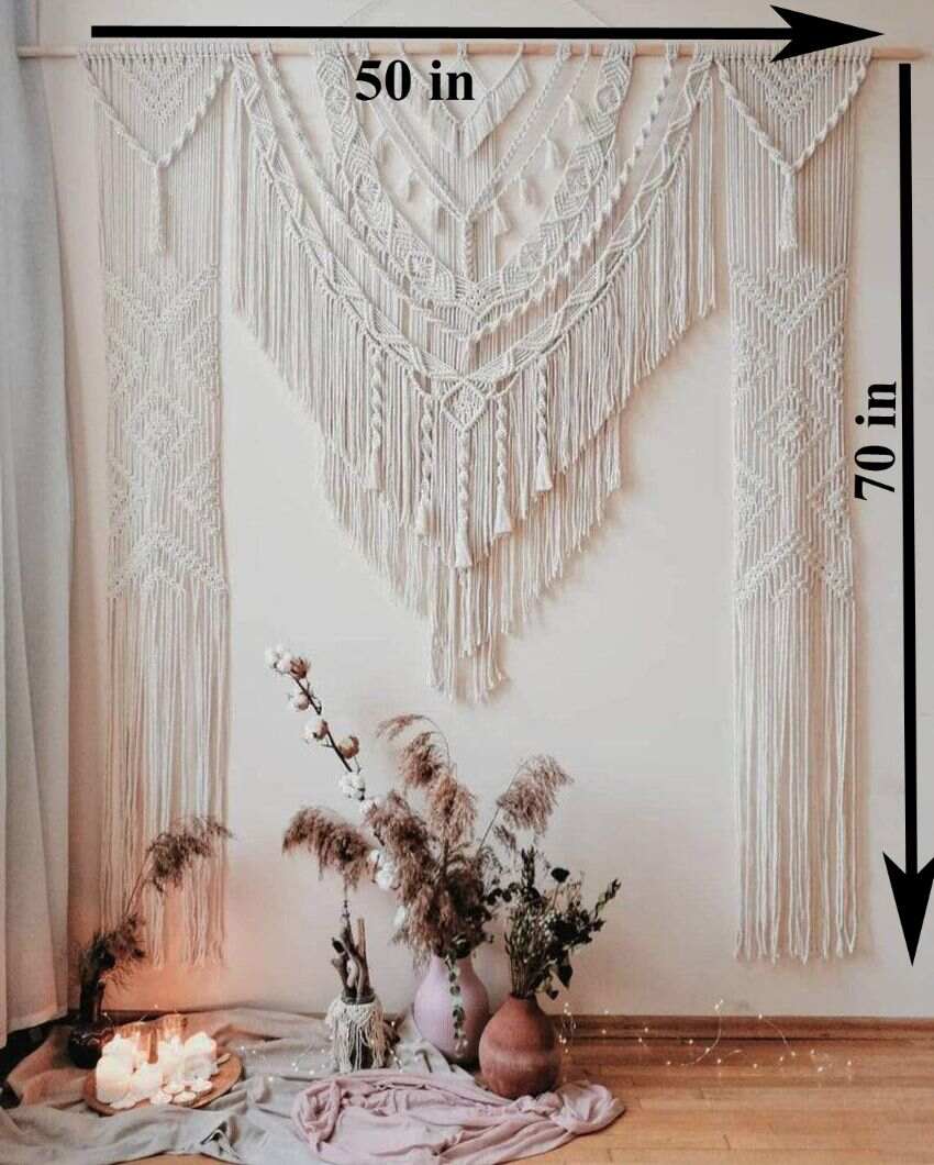 Arrow Design Large Macrame Curtain Wedding Arch | 50 x 70 inches