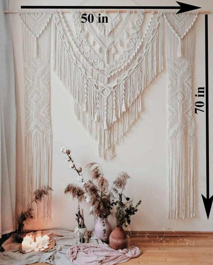 Arrow Design Large Macrame Curtain Wedding Arch | 50 x 70 inches