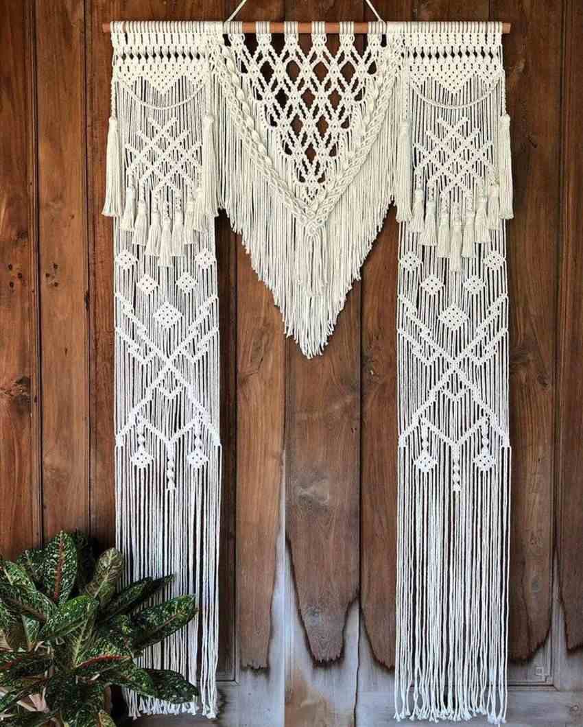 Large Tassel Macrame Curtain Wedding Arch | 35 x 80 inches