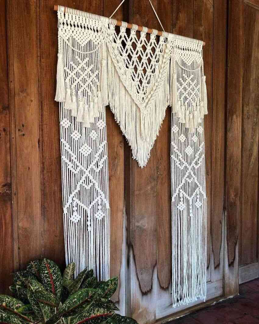 Large Tassel Macrame Curtain Wedding Arch | 35 x 80 inches