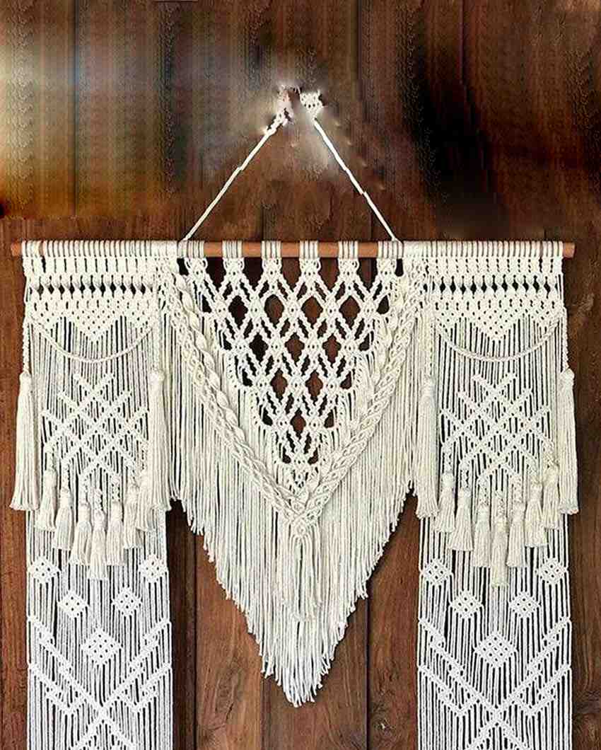 Large Tassel Macrame Curtain Wedding Arch | 35 x 80 inches