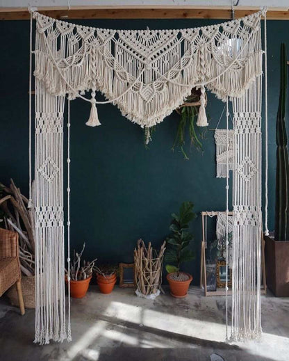 Multi Tassel Curtain Macrame Curtain Wedding Arch | 50 x 80 inches